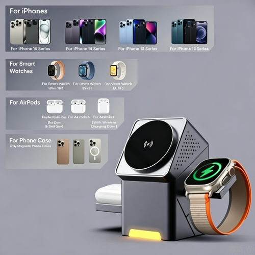 3 in 1 Rotating Cube Wireless Charger