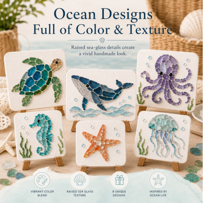 DIY Sea Glass Mosaic Craft Kit, Ocean Life & Garden Art Supplies for Starters, Beautiful Coastal Home Ornament, Creative Handcraft Gift for Women