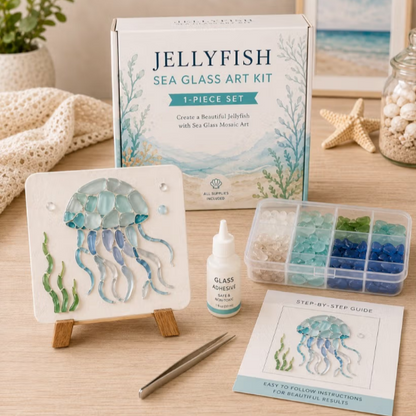 DIY Sea Glass Mosaic Craft Kit, Ocean Life & Garden Art Supplies for Starters, Beautiful Coastal Home Ornament, Creative Handcraft Gift for Women
