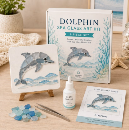 DIY Sea Glass Mosaic Craft Kit, Ocean Life & Garden Art Supplies for Starters, Beautiful Coastal Home Ornament, Creative Handcraft Gift for Women