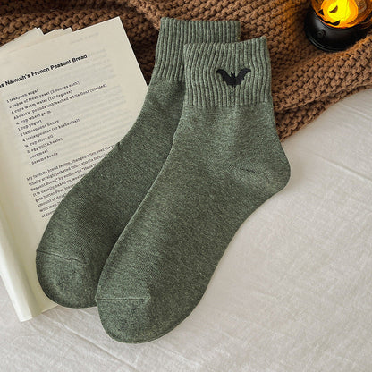 🔥LAST DAY 50% OFF -🎃 Viral Halloween Embroidered Crew Socks – Cute Spooky Knit Socks | 100% Cotton✨