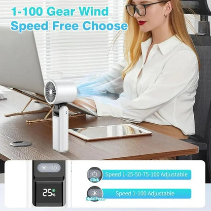 🌞Summer Hot Sale - Multifunction Portable Handheld Turbo Ice-Cooling Fan | AC-Like Gel Pad Tech, 5 Gears