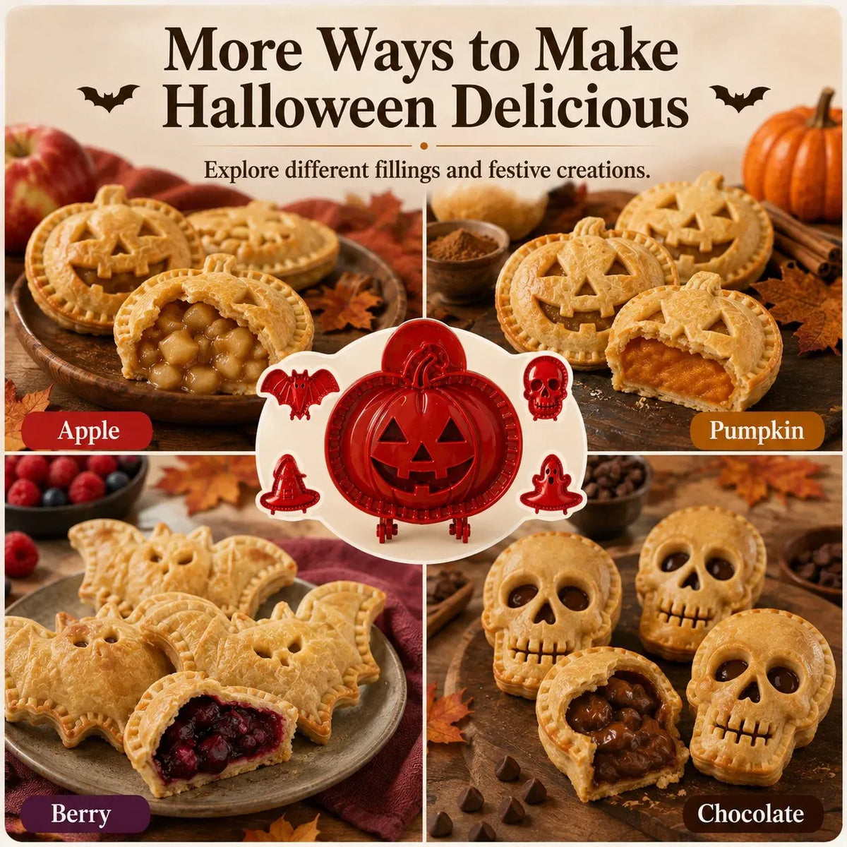 🎃🎄8-Piece Holiday Hand-Press Pastry Molds Cookie Pie Baking Tools🥧✨