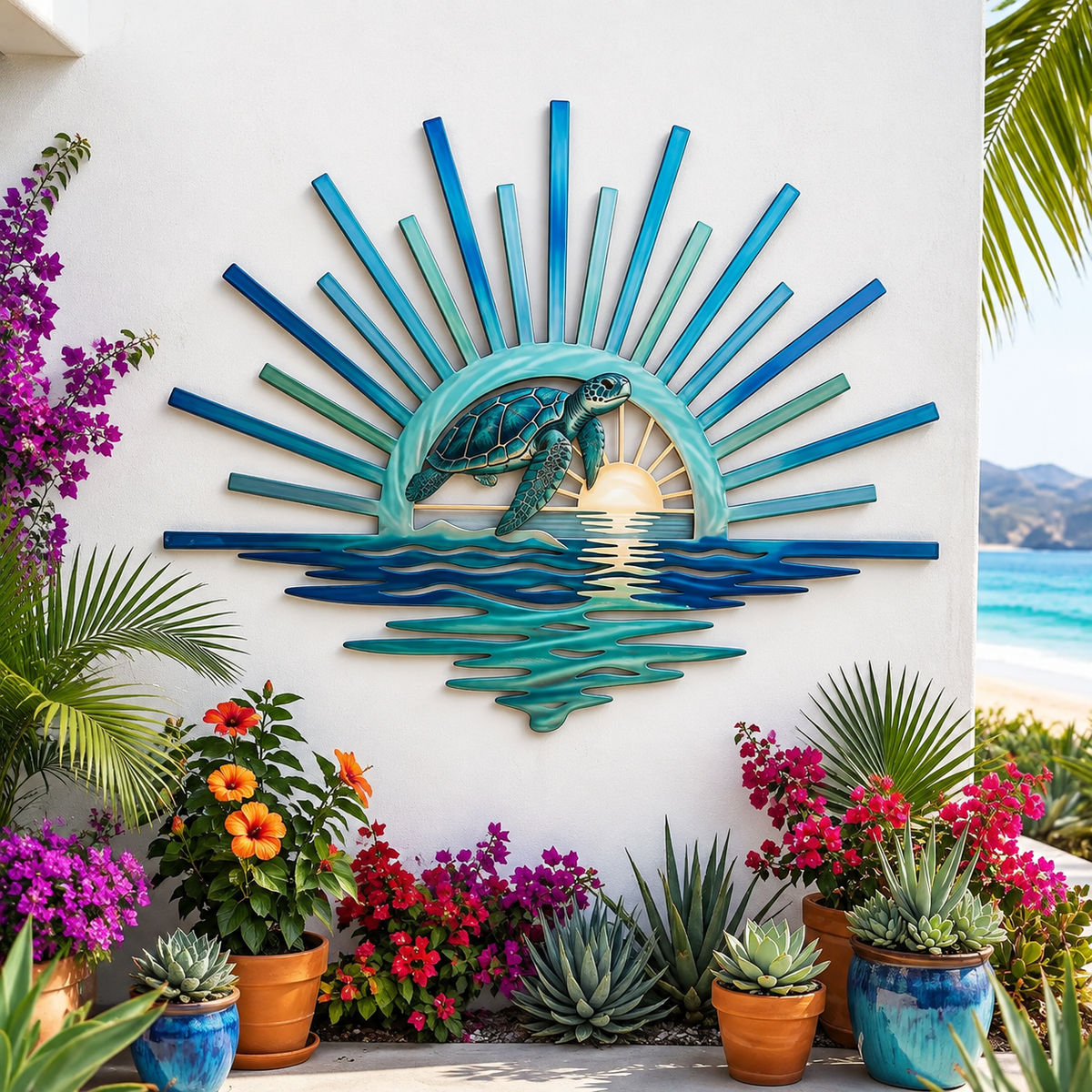 🌅🐢 Sea Turtle Sunset Wall Decor – Bring Peaceful Coastal Vibes Home 🌊✨