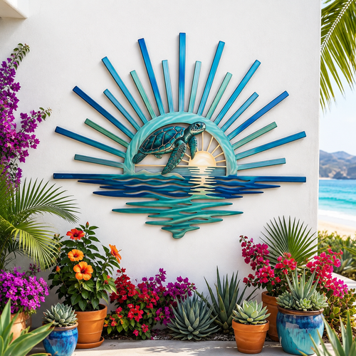 🌅🐢 Sea Turtle Sunset Wall Decor – Bring Peaceful Coastal Vibes Home 🌊✨