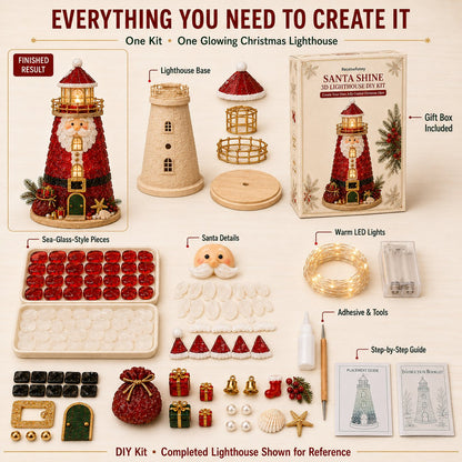 🎄✨DIY Lighted Christmas Lighthouse Kit Handmade Sea Glass Craft Gift💕