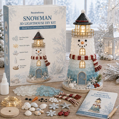🎄✨DIY Lighted Christmas Lighthouse Kit Handmade Sea Glass Craft Gift💕