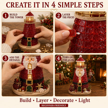 🎄✨DIY Lighted Christmas Lighthouse Kit Handmade Sea Glass Craft Gift💕