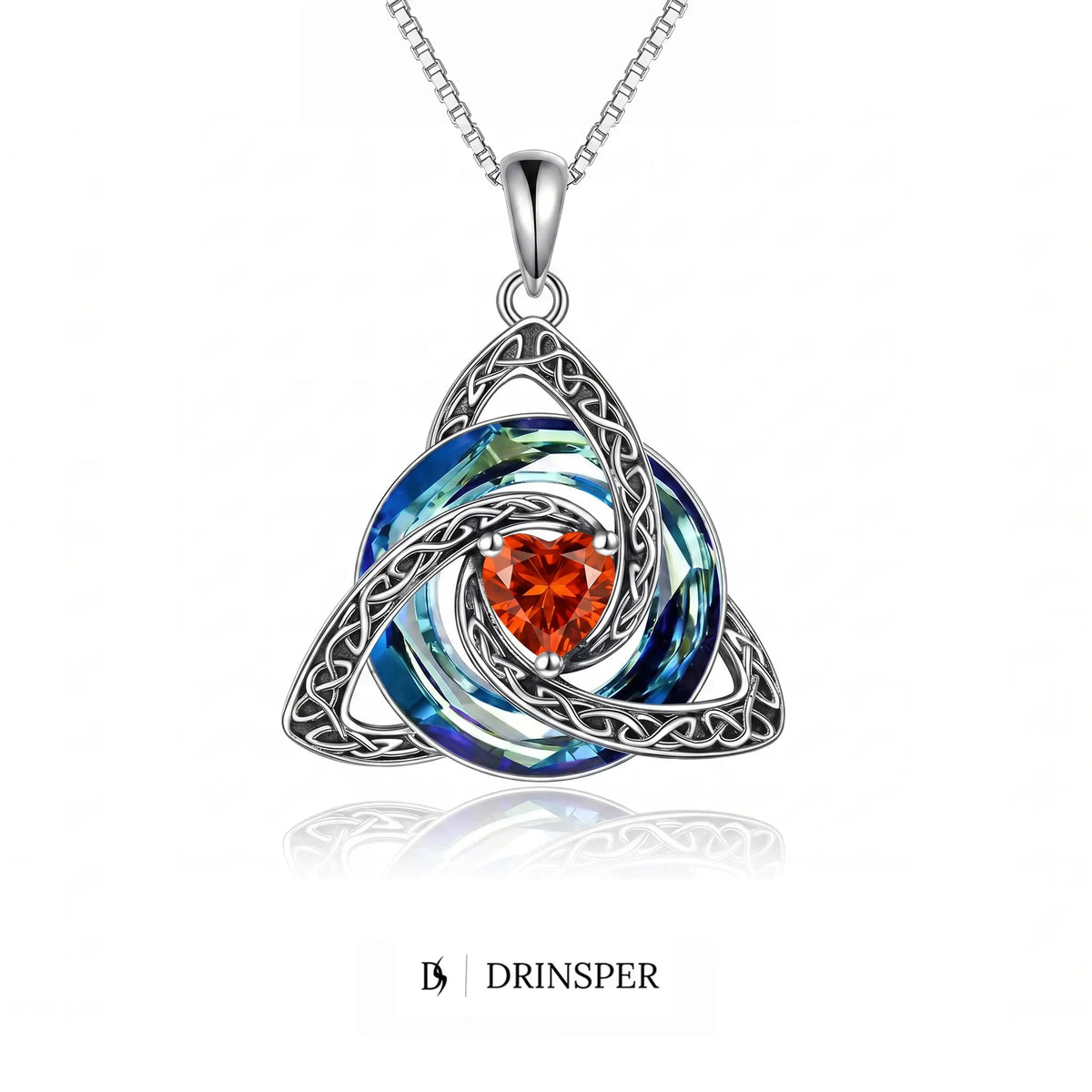 ✝️✨ Birthstone Celtic Trinity Knot Necklace – Meaningful Silver-Plated Crystal Jewelry Gift 💎❤️