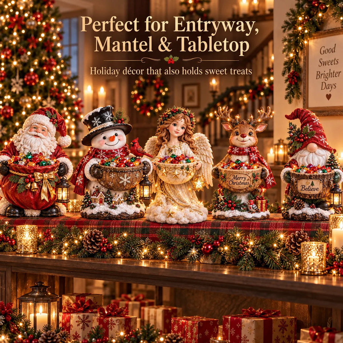 🎄Last day Promotion 🎁-🍬Lighted Christmas Candy Bowls in 5 Festive Designs🍪