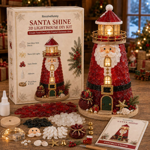 🎄✨DIY Lighted Christmas Lighthouse Kit Handmade Sea Glass Craft Gift💕