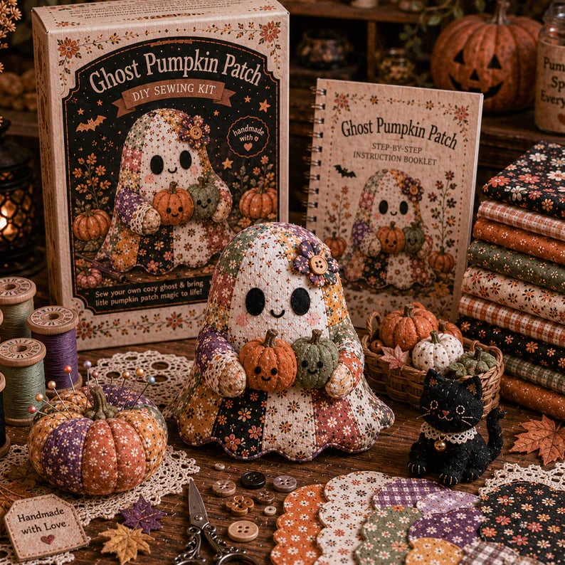 🔥49% Off  - 👻Little Ghost’s Cozy Halloween DIY Patchwork Kit