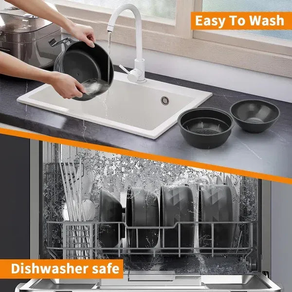 🔥 5-Piece Wheat Straw Ramen Bowl Draining Design Microwave Safe Noodle Cooke with Chopsticks🍜