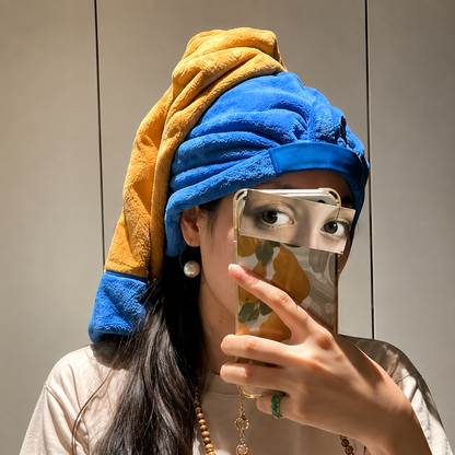 Pearl Strap Hair Towel Wrap – Art-Inspired, Fast-Drying Comfort