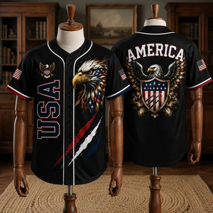 🦅 Patriotic USA All-Over Print Baseball Jersey — America 250th Semiquincentennial Edition (1776–2026) 🇺🇸