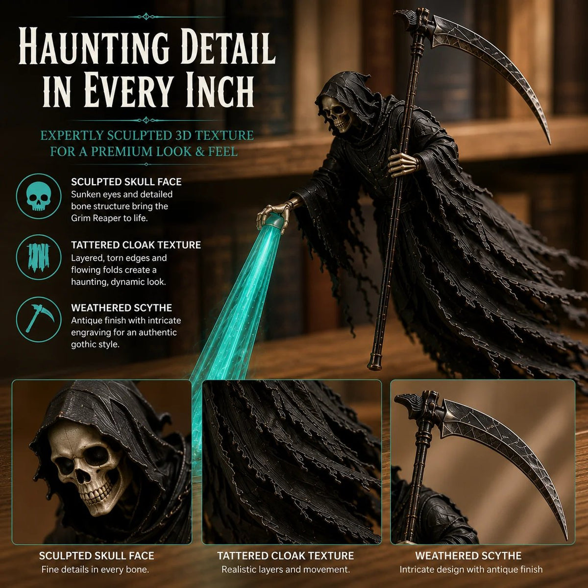 💀 The Soul Collector — Haunted Reaper Shelf Light