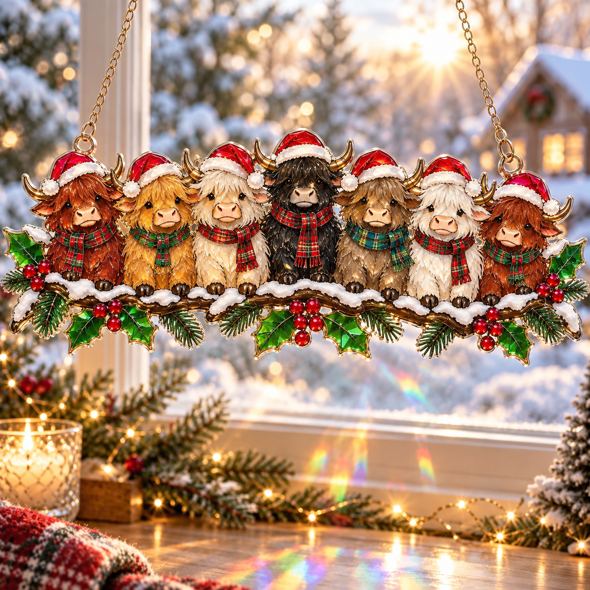 🎄✨ Whimsical Winter Suncatchers – 10 Shatterproof Stained-Glass Style Window Hangings! 🌟🏠
