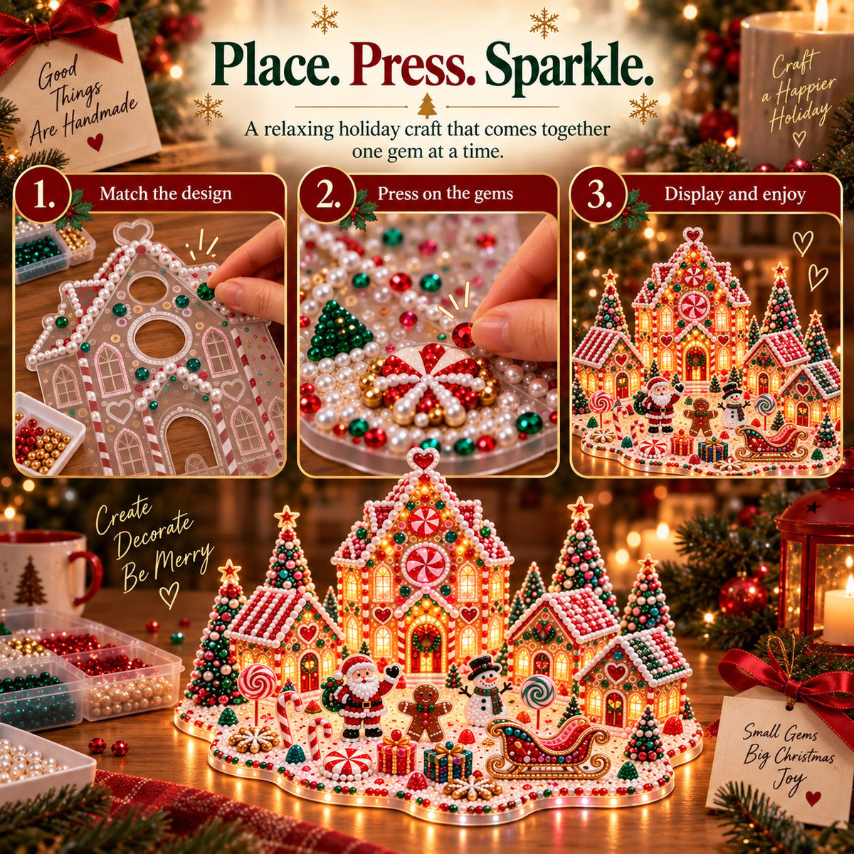 ✨🔥 Magical Christmas Village 3D Gem Art DIY Kit – Create a Sparkling Handmade Holiday Scene! 🎄💎🏡