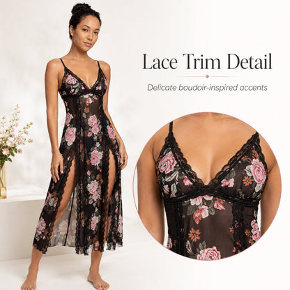 🌹✨ Sheer Floral Maxi Dress – Elegant, Flowy & Effortlessly Feminine 💃🌸