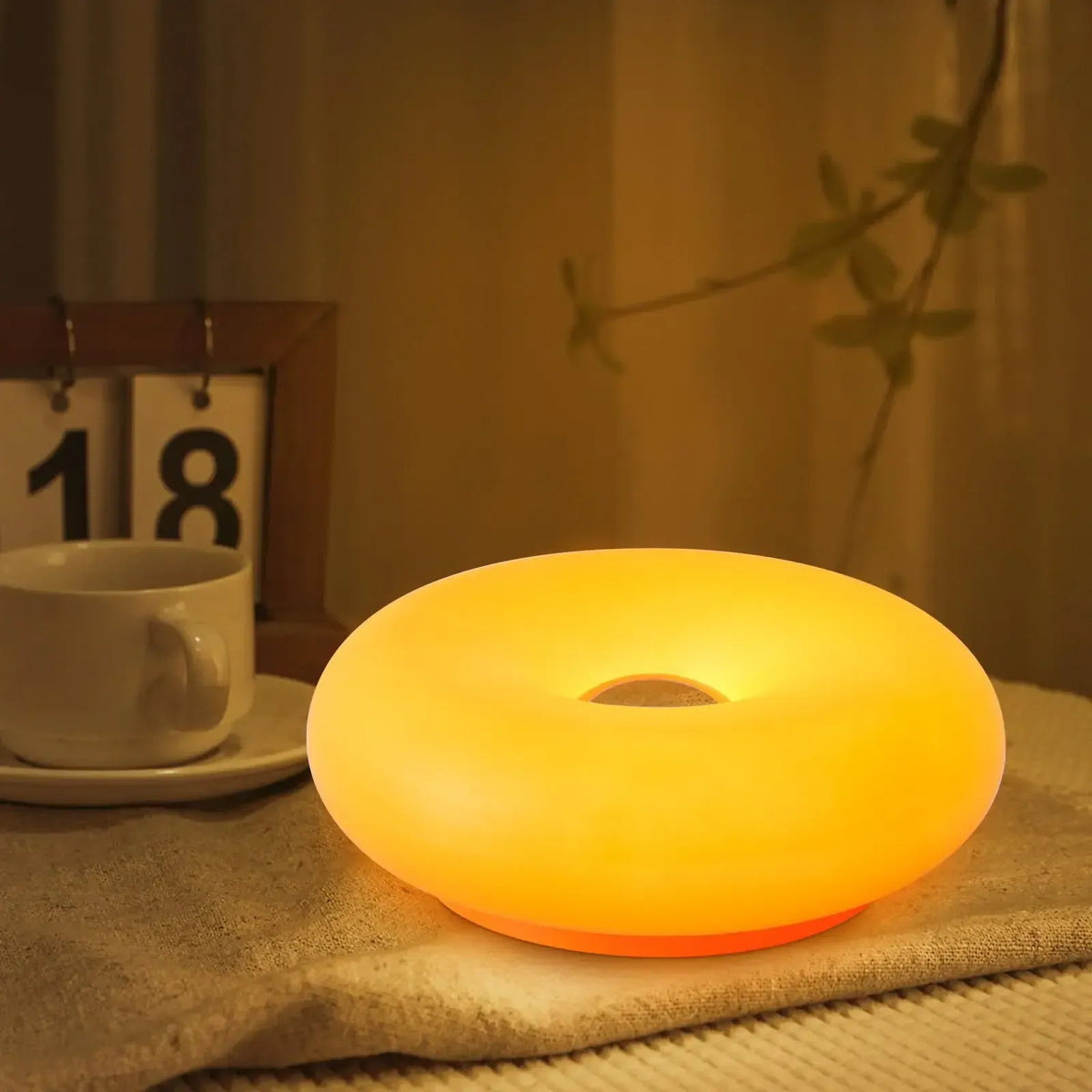 🍊🍩 Retro Acrylic Orange Donut Wall Lamp | Cozy RGB Glow