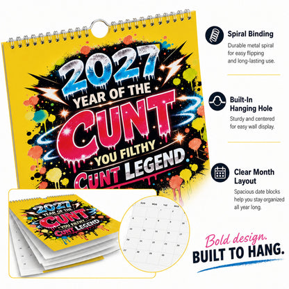 💥Early Bird Sale — 49% OFF🎁2027 Year of the Cunt Wall Calendar – Bold Graffiti Humor Calendar📆🌟