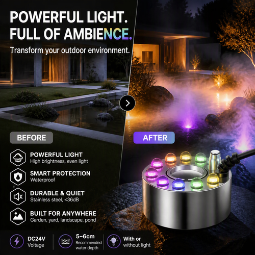 💨✨ 50% OFF! 12-LED Mist Maker – Cool Fog & Colorful Glow 💧⚡