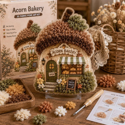 ⏰Last day Promotion 🔥-Whimsical Village 3D Fabric Poke Art Kit