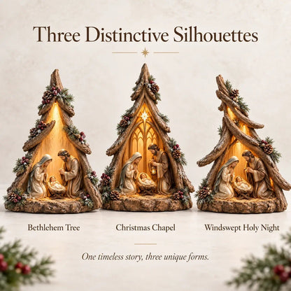 🎄✨ Old-World Lighted Nativity Trees – Warm Vintage Glow & Meaningful Christmas Décor ✝️🏡💛