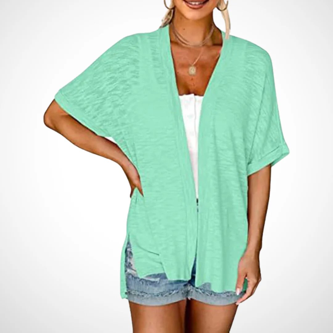 🔥Women's Lightweight Short Sleeve Knit Cardigan, Summer Beach Open Front Cover Up