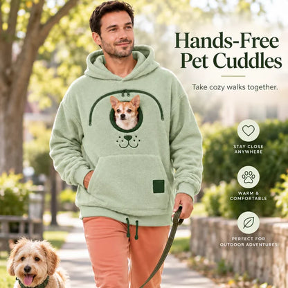 🐾 Cozy Fleece Pet Bonding Pouch Hoodie – Warm & Supportive Small Pet Carrier Clothing