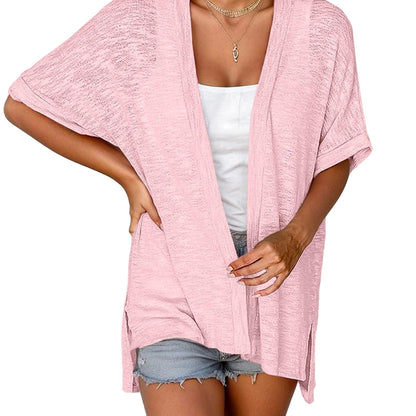 🔥Women's Lightweight Short Sleeve Knit Cardigan, Summer Beach Open Front Cover Up