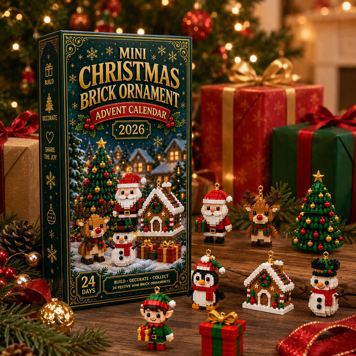 ⏳ Last day to save 50% – 🎄 Mini-Brick Christmas Ornament Advent Calendar | 24 unique festive buildable designs 🧱