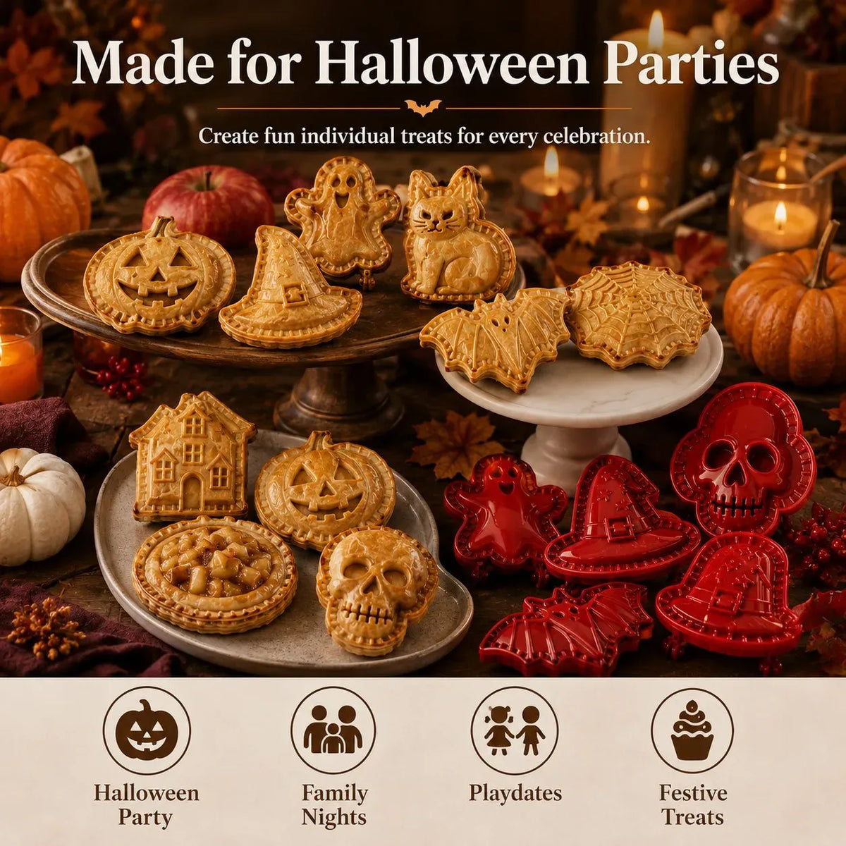 🎃🎄8-Piece Holiday Hand-Press Pastry Molds Cookie Pie Baking Tools🥧✨