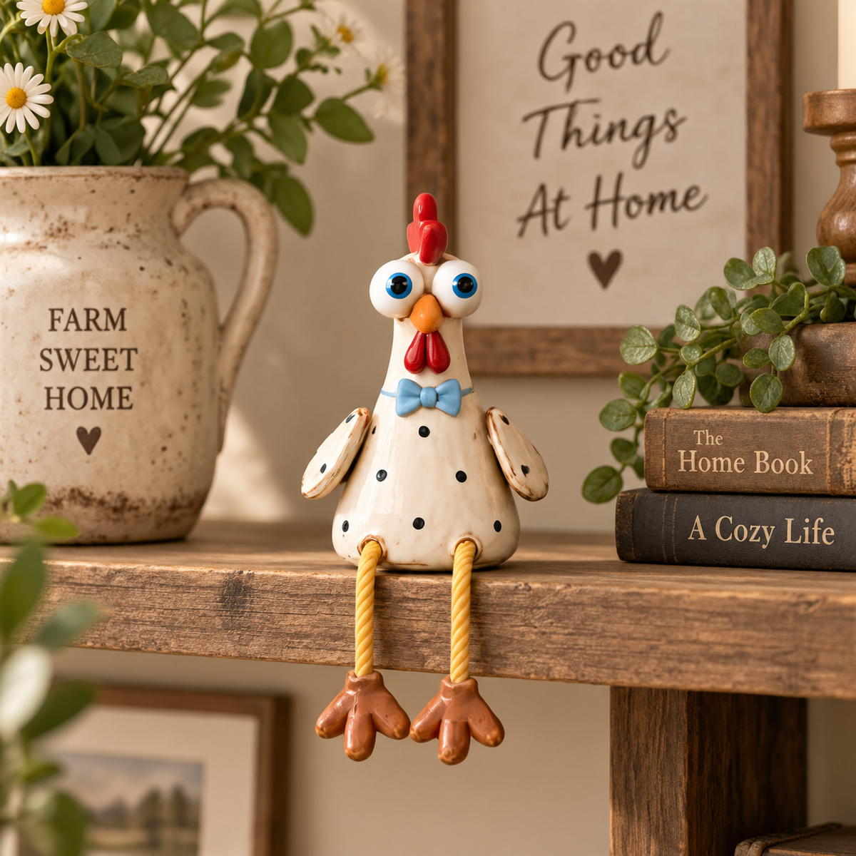 Rustic Chicken Family Figurine Collection - Cute Farmhouse Chicken Decor