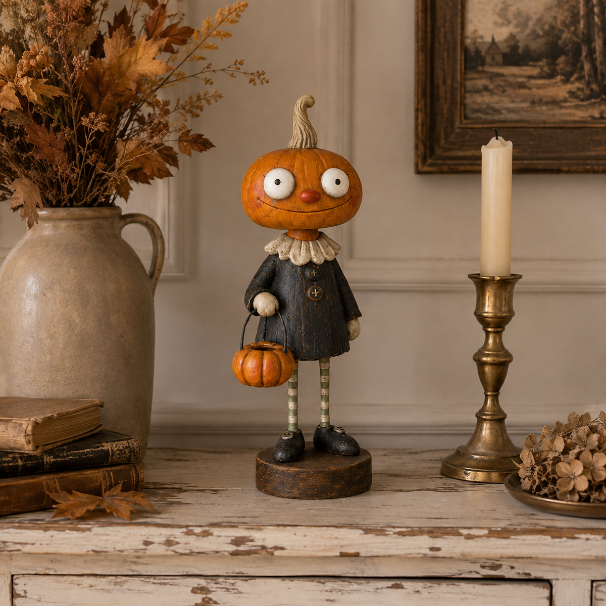 🎃👻 Primitive Pumpkin Friends – Vintage Halloween Figurines for Cozy Spooky Décor! 🕯️🧡