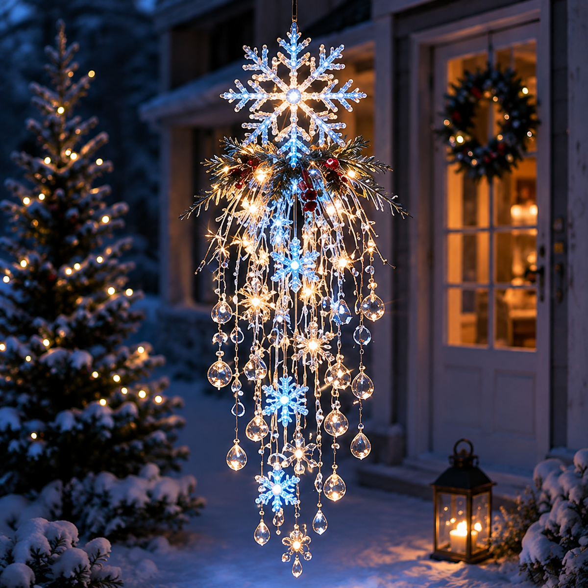 🔥LAST DAY 50% OFF❄️Christmas Hanging Snowflake & Crystal LED Light | Sparkling Porch & Holiday Decor✨