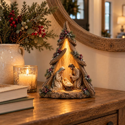 🎄✨ Old-World Lighted Nativity Trees – Warm Vintage Glow & Meaningful Christmas Décor ✝️🏡💛