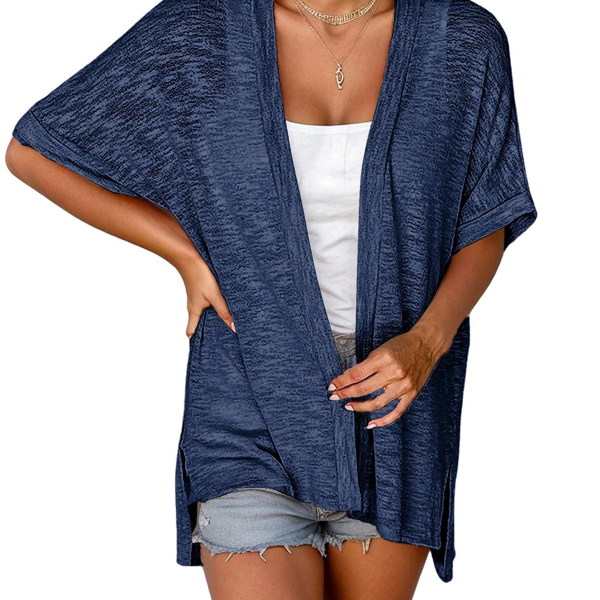 🔥Women's Lightweight Short Sleeve Knit Cardigan, Summer Beach Open Front Cover Up