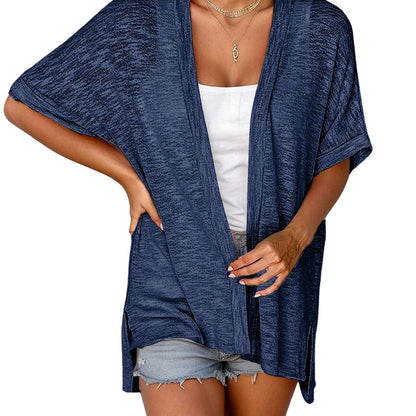 🔥Women's Lightweight Short Sleeve Knit Cardigan, Summer Beach Open Front Cover Up