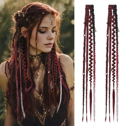 🌿🎨 Boho Beaded Clip-In Braids – Effortless Festival & Everyday Hair Transformation(✨2Pcs)