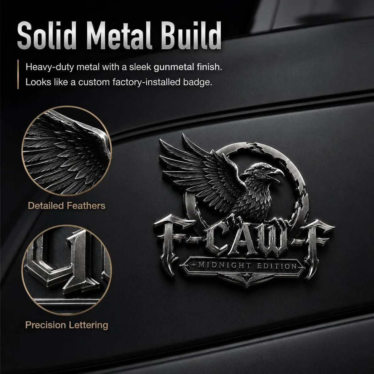 🦅 F-CAW-F "Midnight Edition" Metal Emblem - Premium Attitude Decal