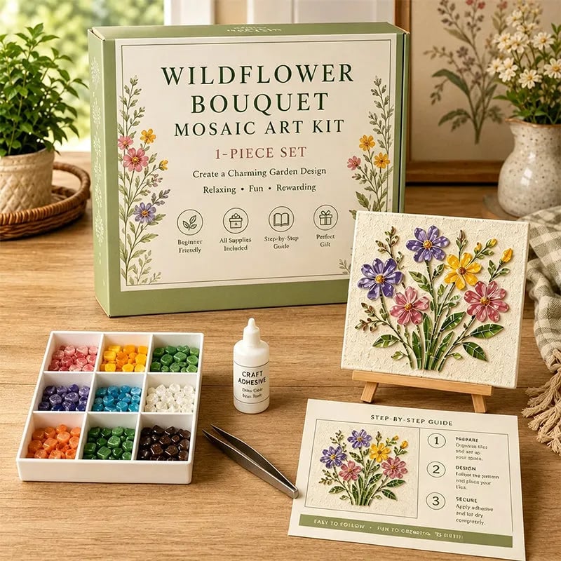 🔥 Last Day 49% OFF - 🌿 Watering Can Mosaic Art Kit | Beginner-Friendly Floral DIY Craft with Vibrant Mosaic Beads & Sturdy Display Base ✨