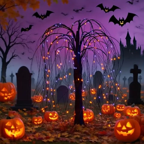 🎃Haunted Weeping Tree LED Lights🎃 Creepy Halloween Decoration 👻✨