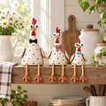 Rustic Chicken Family Figurine Collection - Cute Farmhouse Chicken Decor