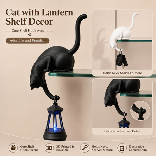 🐈‍⬛✨ Cute Cat Hook Shelf Decor – Adorable, Functional & Space-Saving! 🏠💡