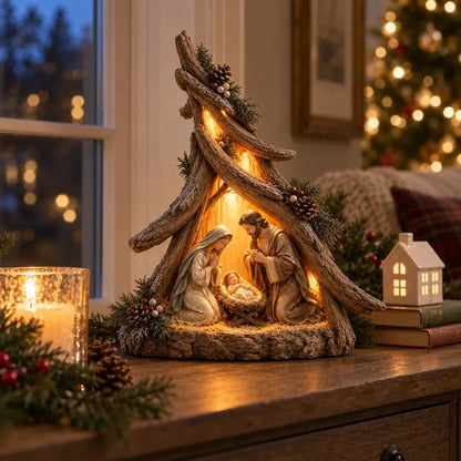 🎄✨ Old-World Lighted Nativity Trees – Warm Vintage Glow & Meaningful Christmas Décor ✝️🏡💛