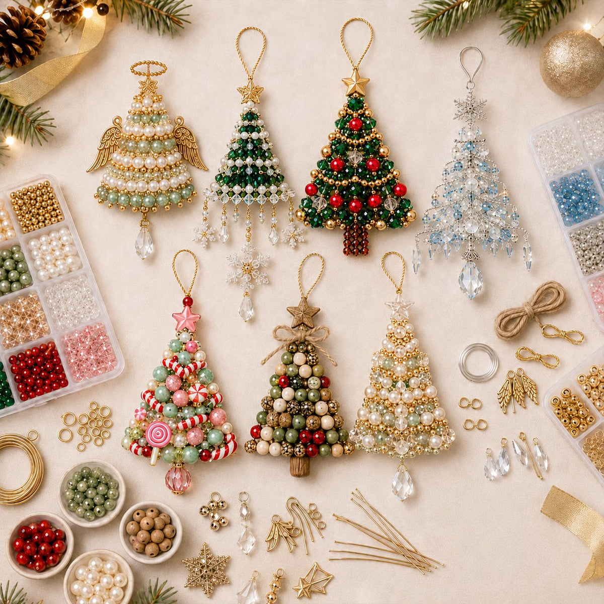 🔥 Last Day 50% OFF✨-🎄 DIY Christmas Tree Beaded Ornament Kit for Fun Holiday Crafting  ✨