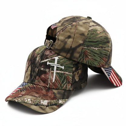 🔥Jesus 3-Nail Cross & Crown of Thorns Christian Printing Adjustable Hat ✝️