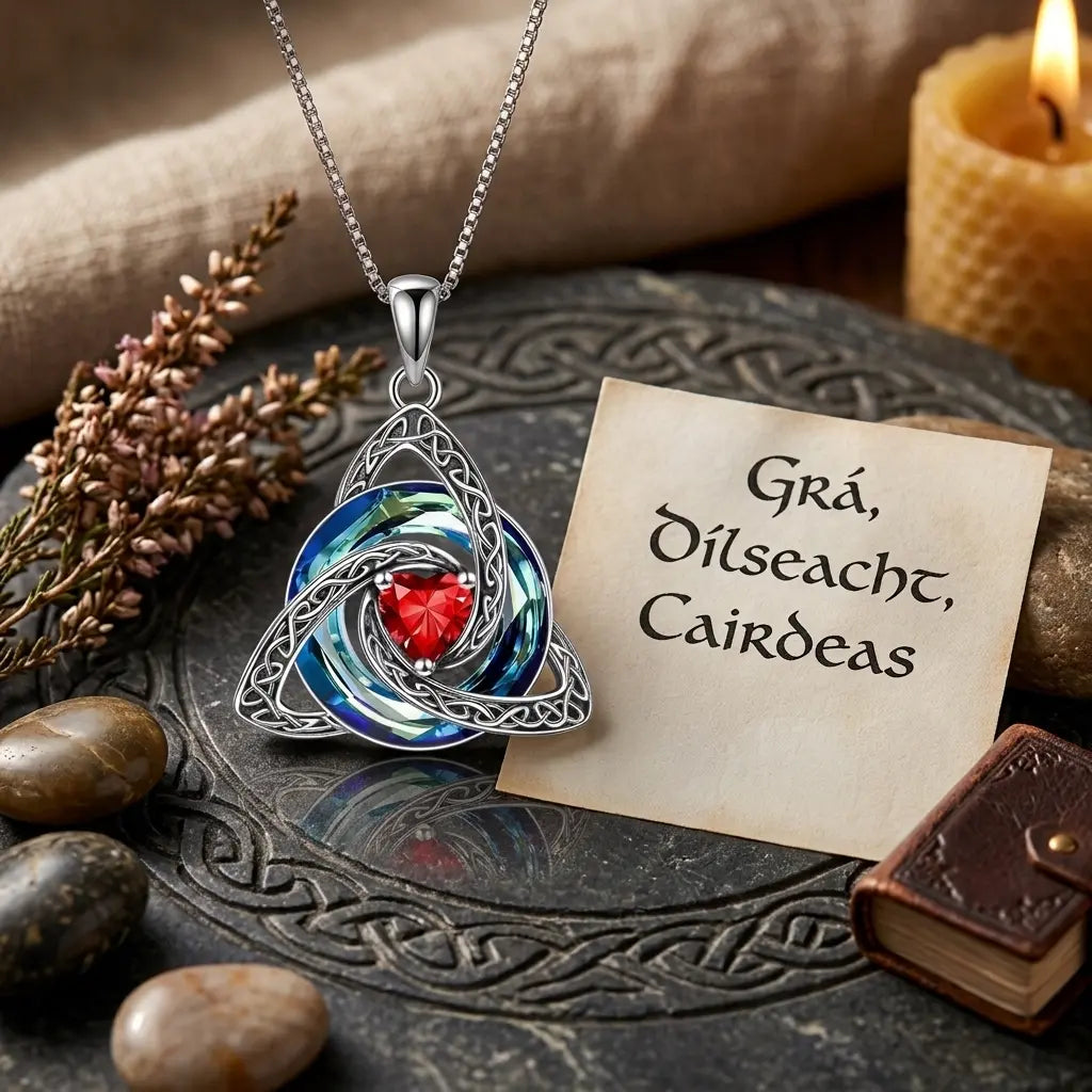 ✝️✨ Birthstone Celtic Trinity Knot Necklace – Meaningful Silver-Plated Crystal Jewelry Gift 💎❤️