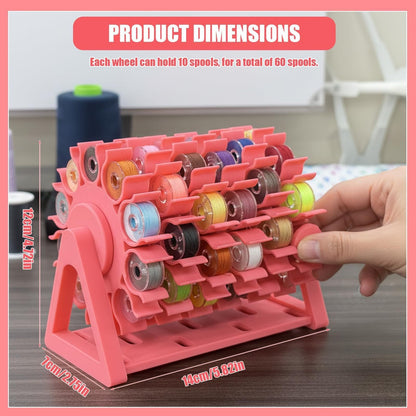 🔥 Last Day 49% OFF - 🧵 360° Rotating Bobbin Organizer – Holds 60 A-Size Bobbins